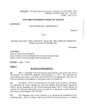 Elle Mortgage v. TD Bank (With Highlights)