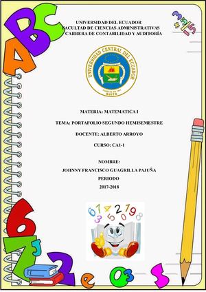 PORTAFOLIO MATEMÁTICAS SEGUNDO HEMISEMESTRE