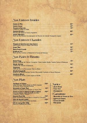 Menu Restaurant Murmure