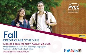 PVCC 2016 Credit Class Schedule