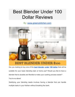 Best Blender Under 100 Dollar Reviews