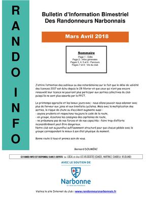 Rando Info Mars Avril 2018