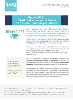 Cp Concours Negoc Ipag Lipag Met En Avant Le Talent De Ses Étudiants