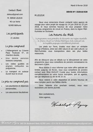 Lettre Commerciale + Devis Avant Achat + Facture Proforma France