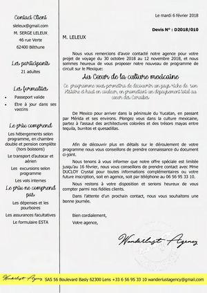 Lettre Commerciale Mexique