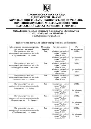 КЗ ННВК №15 програмне забезпечення