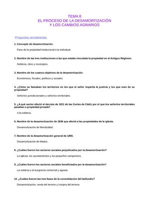 Bloque 8.1 - El proceso de la desamortización y los cambios agrarios