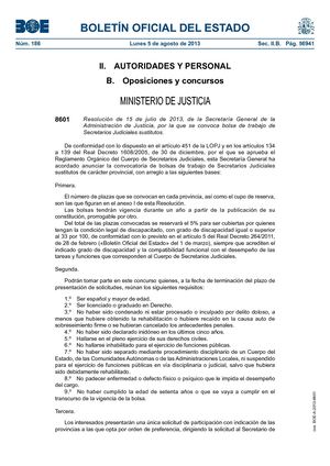 Resolucion Convocatoria de Bolsas Letrados de La Administración de Justicia