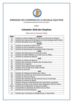 Calendrier 2018 Des Chapitres De L'acna
