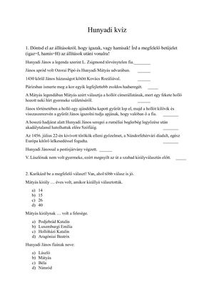 Hunyadi Kvíz