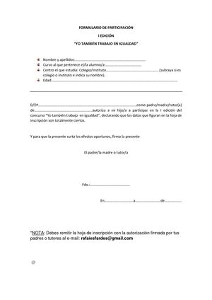 Formulario De Participación