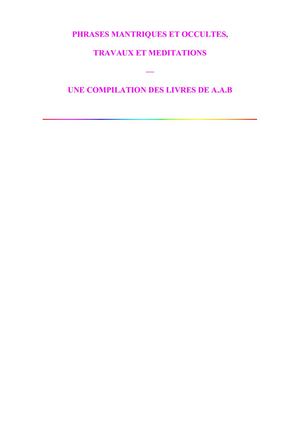 Phrases Mantriques Et Occultes - Alice Ann Bailey