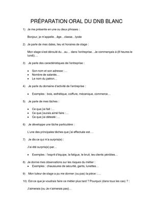 Préparation Oral Du Dnb Blanc