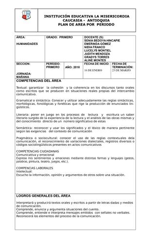 Plan De Areas Por Periodo