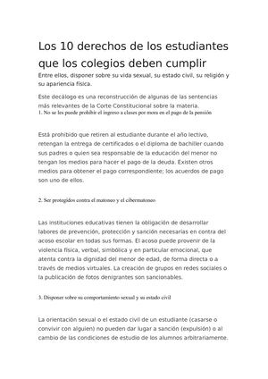 Los 10 Derechos De Los Estudiantes Que Los Colegios Deben Cumplir