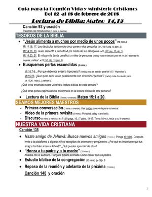 Referencias Vida Y Ministerio Cristianos Del 12 Al 18 De Febrero 2018
