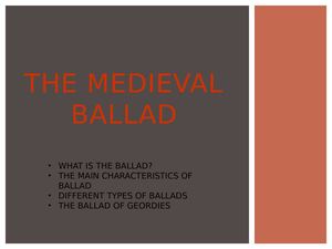 The Medieval Ballad