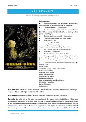 Dossier La Belle Et La Bete Ecole Et Cinema 829104