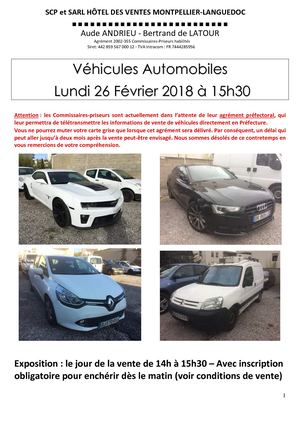 Véhicules utilitaires et particuliers - Lundi 26 février 2018 à 15:30