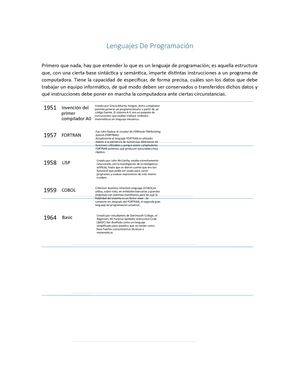 Linea Del Tiempo - Lenguajes de programación
