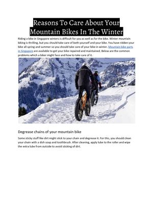 Reasons To Care About Your Mountain Bikes In The Winter