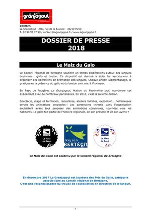 Dossier De Presse Mois Du Gallo 2018