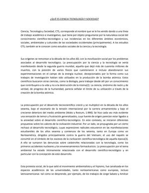 Qué Es Ciencia Tecnología Y Sociedad