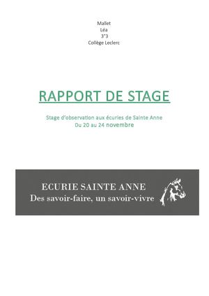 Rapport De Stage