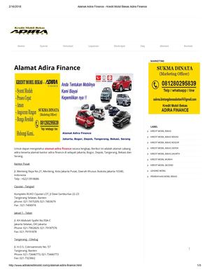 Alamat Adira Finance Kredit Mobil Bekas Adira Finance