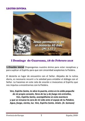 1º Domingo de Cuaresma 2018