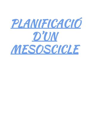 Planificació d'un mesocicle