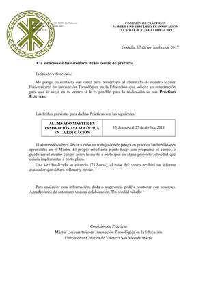 Carta Para Los Centros Y Ficha De Solicitudx