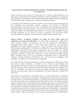 Platón Y La Educacion Del Siglo XXI