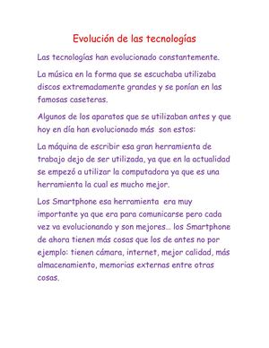 Evolución De Las Tecnologías