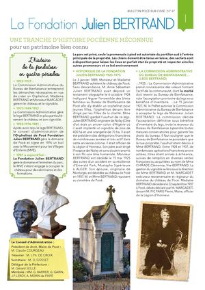 Les pages centrales du bulletin sur le thème "La Fondation Julien BERTRAND"