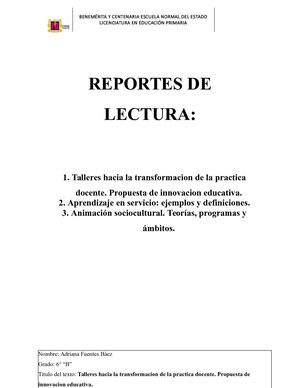 Reportes De Lectura