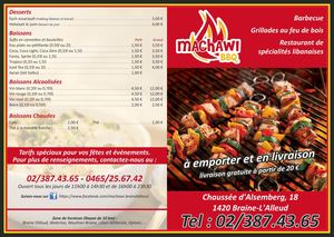 Restaurant Machawi BBQ - Carte (Menu)