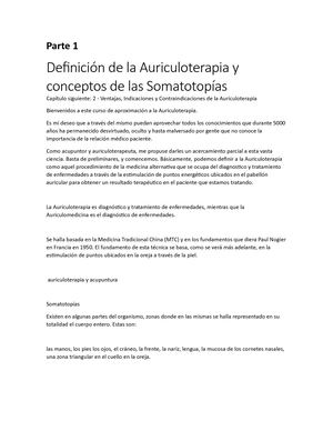 Curso de introducción a la Auriculoterapia - 1. Definición de la Auriculoterapia y conceptos de las Somatotopías