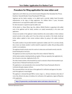 Ahara Karnatak Ration Card Application Form