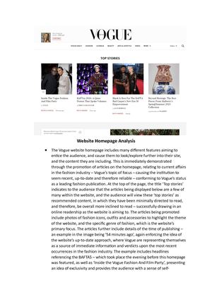 Website Homepage Analysis Vogue Website