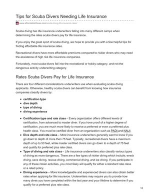 Affordablelifeusa Com Tips For Scuba Divers Needing Life Insurance (1)