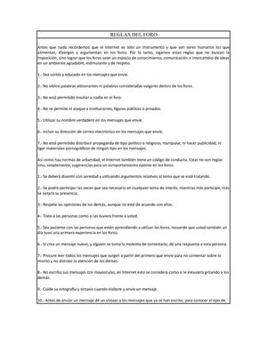 1 5 REGLAS DEL FORO