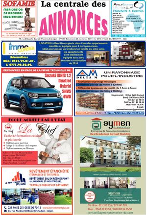 La Centrale des Annonces N° 1389 Semaine du 28 Janvier au 03 Février 2018 - Prix 25 DA. ISSN 1111 - 4223
