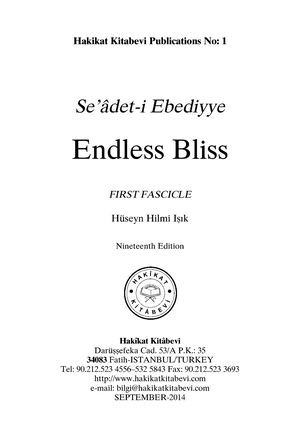 Seadet I Ebediyye - Endless Bliss First Fascicle