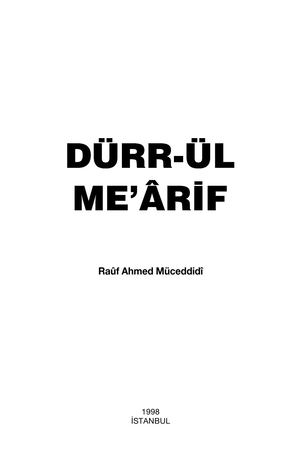 Durr-ül Mearif - Rauf Ahmed Muceddidi