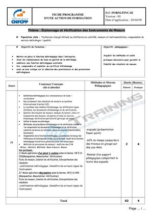 Fiche Programme Métrologie Itc