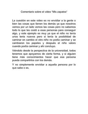 Comentario Video Mis Zapatos