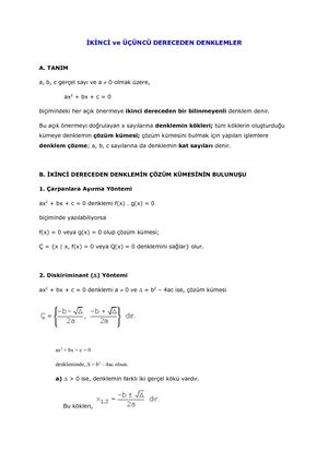 2 3 Dereceden Denklemler