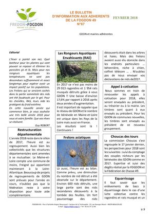 FDGDON Le Bulletin 67 - Février 2018