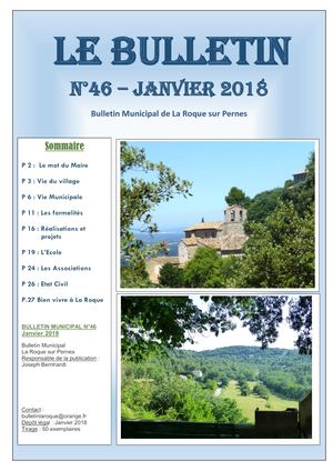Bulletin Municipal La Roque Sur Pernes N° 46 Janvier 2018